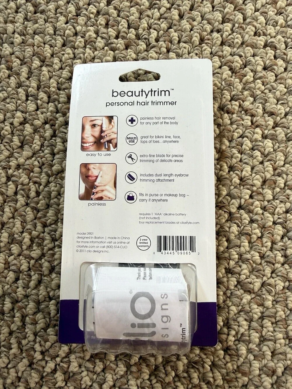 BeautyTrim Female Electric Hair Trimmer Battery-Operated Personal Shaver